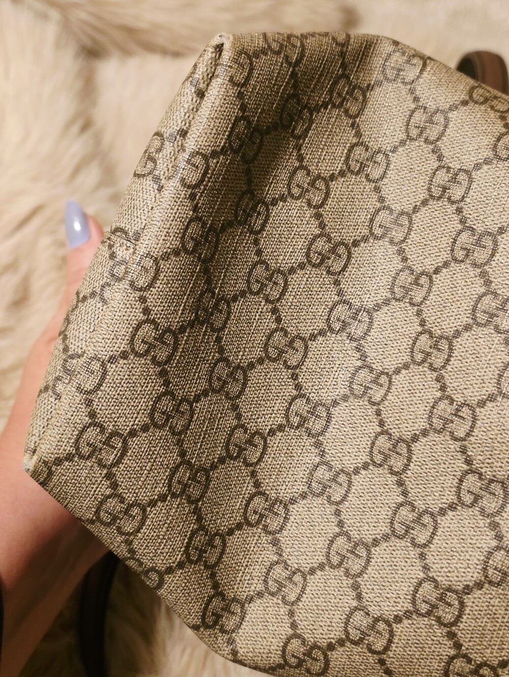 Gucci Ophidia Beige GG Canvas Tote with Brown Trim and Green-Red Web - Picture 12 of 16